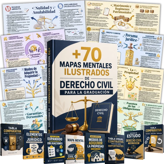 Material de estudio: +70 Mapas Mentales Ilustrados de Derecho Civil