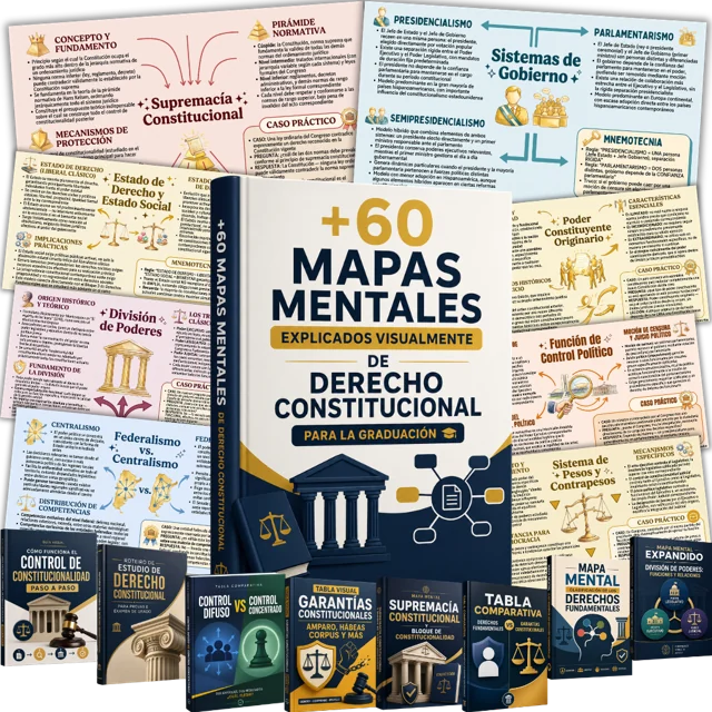 Material de estudio: +60 Mapas Mentales Explicados Visualmente de Derecho Constitucional